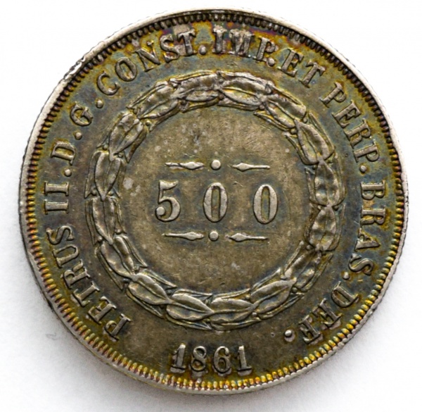 Numismática. Moeda de Prata do Brasil 500 Réis 1860 - Numismática