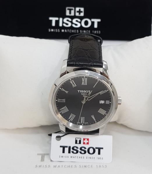 Rel gio Tissot Swiss Watches Since 1853 fundo preto calend rio