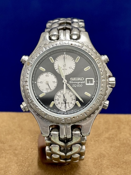 SEIKO Chronograph SQ100 本体 Seiko Chronograph SQ100 vintage 39mm, movimento quartzo