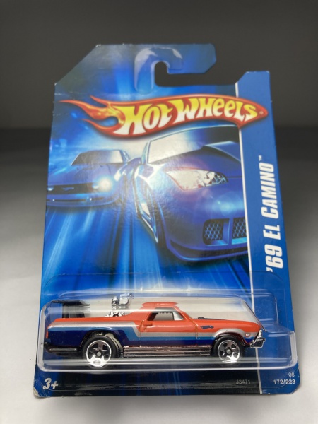 69 El Camino Laranja/Azul Hot Wheels Escala 1/64 miniat