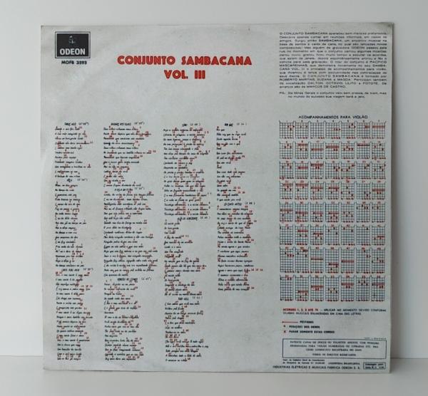 Disco de Vinil Conjunto Sambacana, Volume III, 1969. Mí