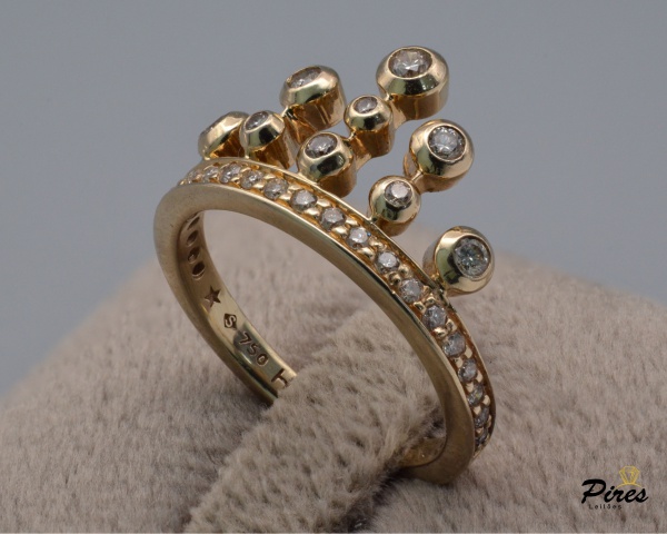 Anel de Ouro Nobre 18K com diamantes cognac - Maior - Rainha