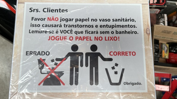 PLACA NÃO JOGUE PAPEL NO VASO SANITÁRIO