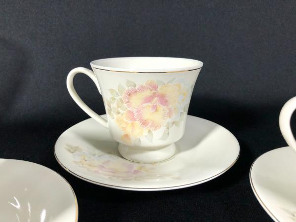 Antigo Jogo De Chá E Café, Porcelana Schmidt Floral Com Ouro