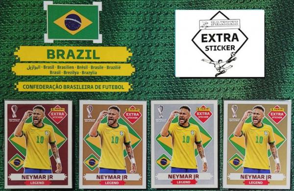 PANINI WORLD CUP QATAR 2022 NEYMAR Jr GOLD LEGEND EXTRA STICKER