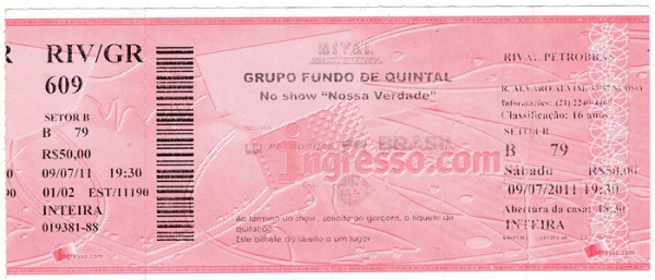 FUNDO DE QUINTAL - Ingressos 