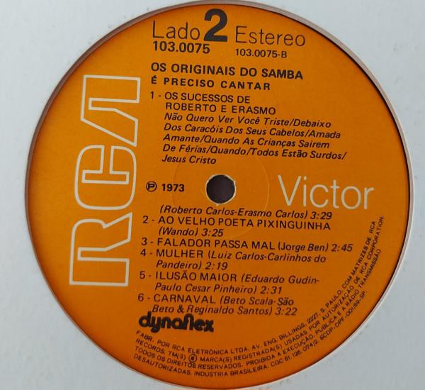 Os Originais Do Samba ‎– É Preciso Cantar - Vinil Records