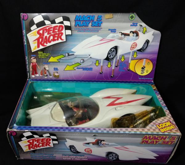 Carrinho Speed Racer Mach 5 Play Set na caixa. Em bom estado