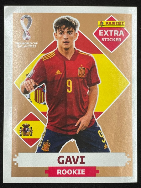 Copa 2022 - Figurinha Extra Rookie Gavi OURO em ótimo e