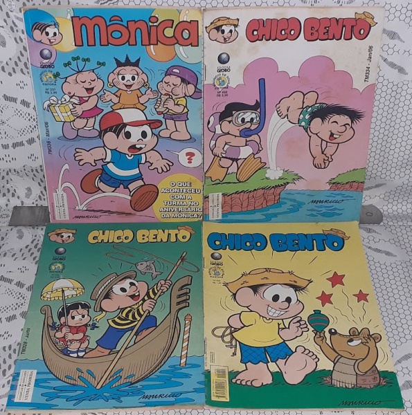 4 HQs: 1) MÔNICA Nº 237 - 2) CHICO BENTO Nº 400 - 3) CHICO BENTO