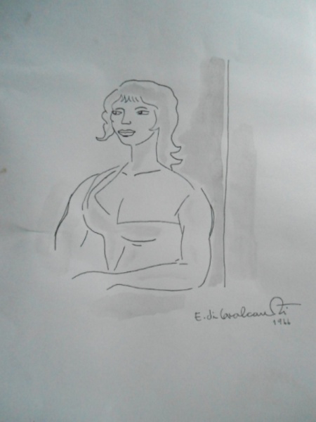 Emiliano Di Cavalcanti, `Mulher Sentada`, Desenho a Láp
