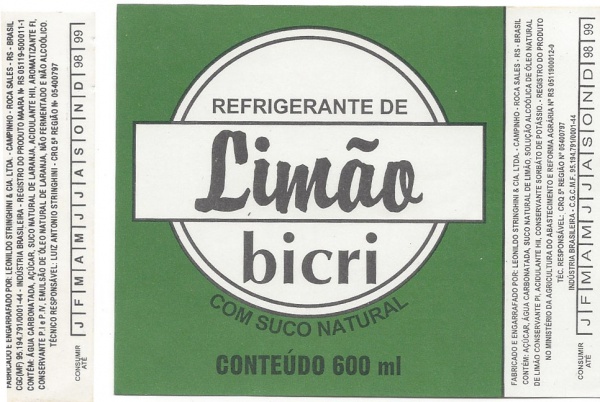 Rótulo do refrigerante de Gengibre Bicri, qualidade con