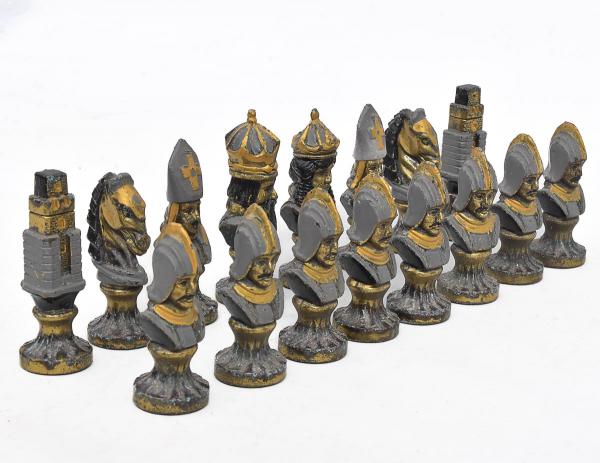 Peças para jogo de xadrez, personagens medieval em bron