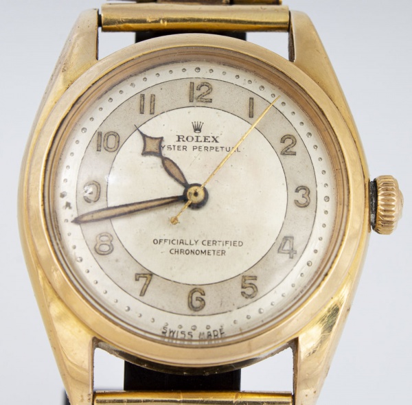 ROLEX BUBBLEBACK - Oyster - Perpetual - Relógio de pulso, vintage, caixa (32 mm) e pulseira em ouro