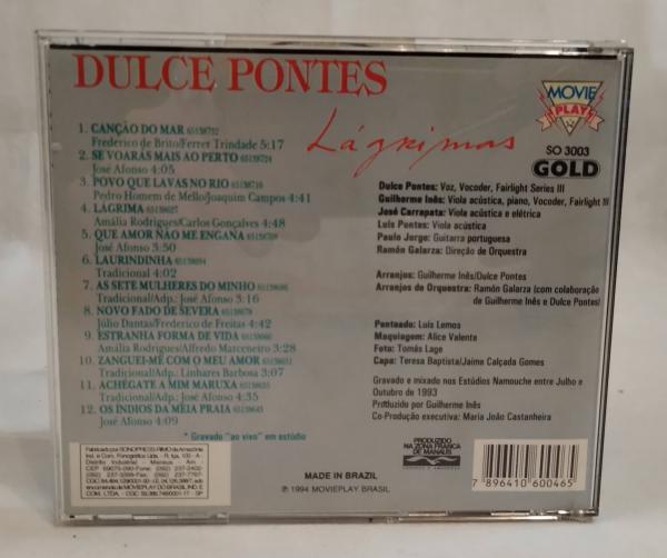 CD, LÁGRIMAS, DULCE PONTES, 1994, MOVIEPLAY, CAPA EM MU