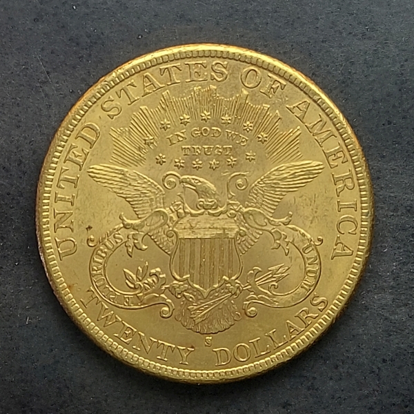 MOEDA EUA OURO 20 DOLLARS 1895 S PESO 33.45GR
