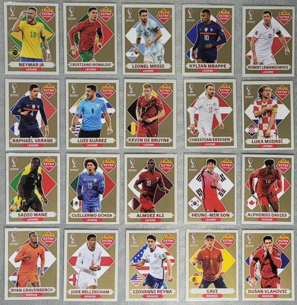 TODAS AS 20 FIGURINHAS OURO (Gold) EXTRA LEGEND/ROOKIE PANINI 2022