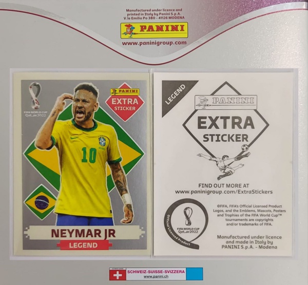 Figurinha Extra do Neymar Jr. Prata Legend da Copa do Mundo do