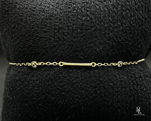 Pulseira c/ Canutilho Prata Lei 925 com Zircônias, 16.5cm de