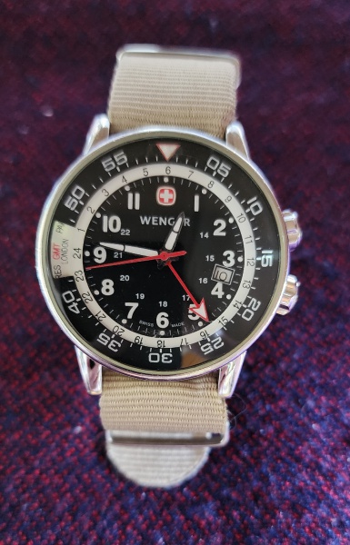 Wenger 7470X/T クロノグラフ RELÓGIO ORIGINAL WENGER SWISS MODELO 7474X/T COM FUNDO PRETO. A