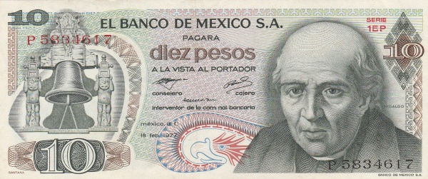 Cédula estrangeira, México 500 pesos, flor de estampa