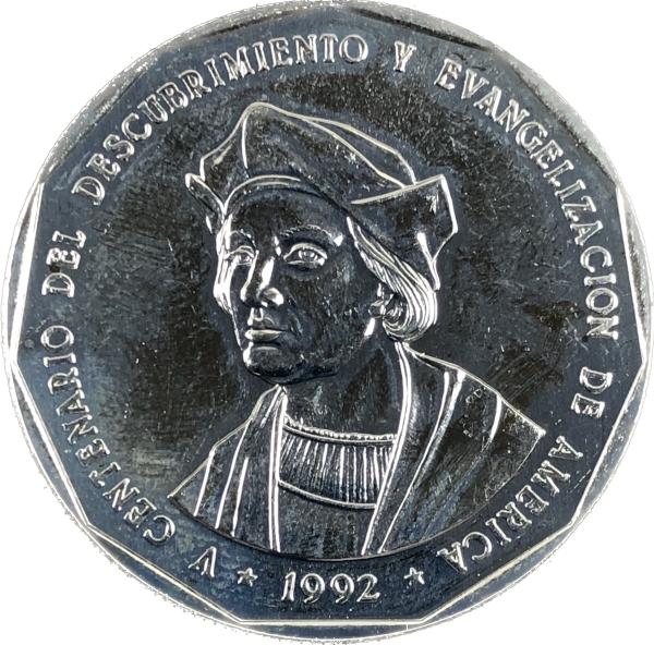 Moeda da República Dominicana - 1 peso - 1992 - 34 mm