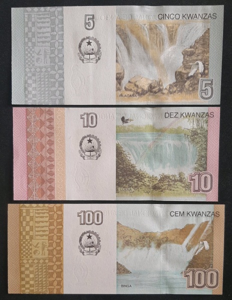 ANGOLA - 3 NOTAS DIFERENTES EM SÉRIE - FE
