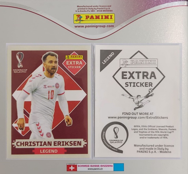 CHRISTIAN ERIKSEN (Dinamarca) - KIT COM AS 4 FIGURINHAS EXTRA LEGENDS -  OURO