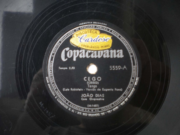 Disco 78 RPM - M-1457 - COPACABANA - JOÃO DIAS - Com or