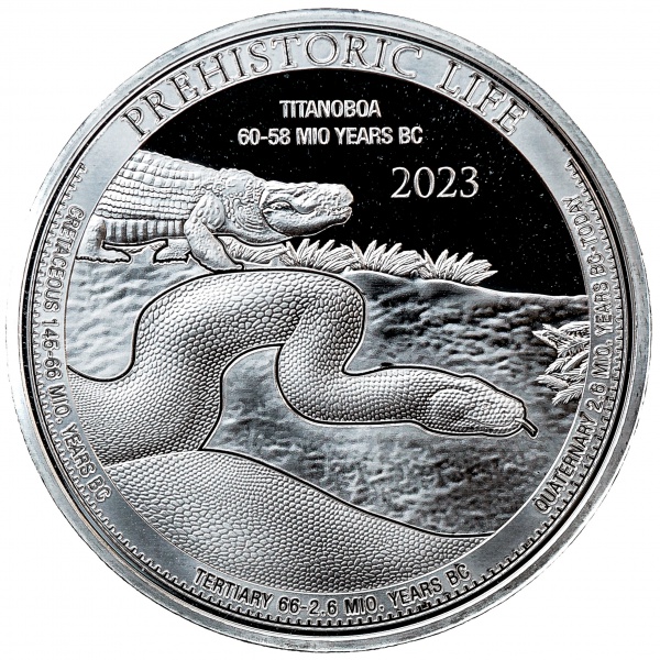 Moeda do Congo - 20 Francs - (Titanoboa) - 2023 - Vida Pré