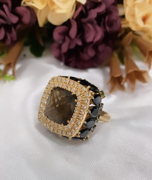Joias . ANEL DE PANTERA, EM OURO AMARELO 18K - DIAMANTES, aro 1 foto 2