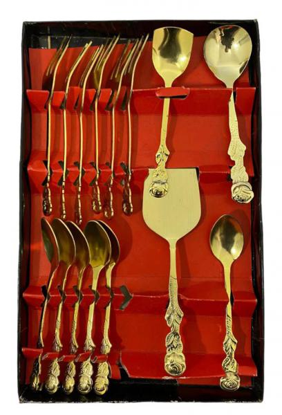 KAFFEEBESTECK (15-TLG Vergoldet) - Elegante e antigo se