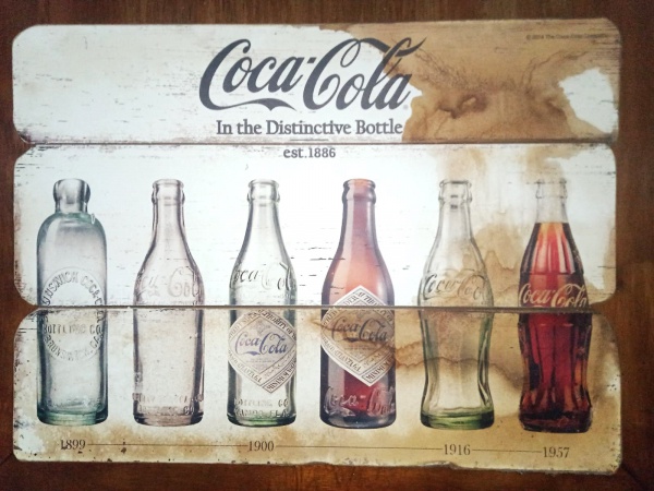 COCA-COLA - Antiga Placa da Coca-Cola com garrafas com