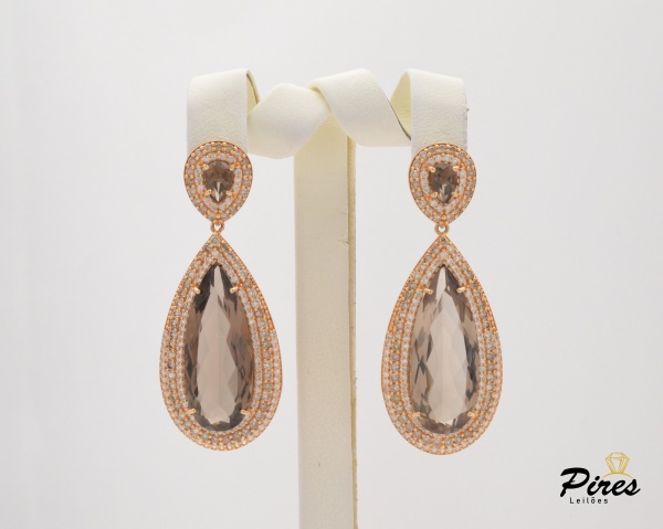 Rose Gold Pavé Teardrop Rhinestone Drop Earrings