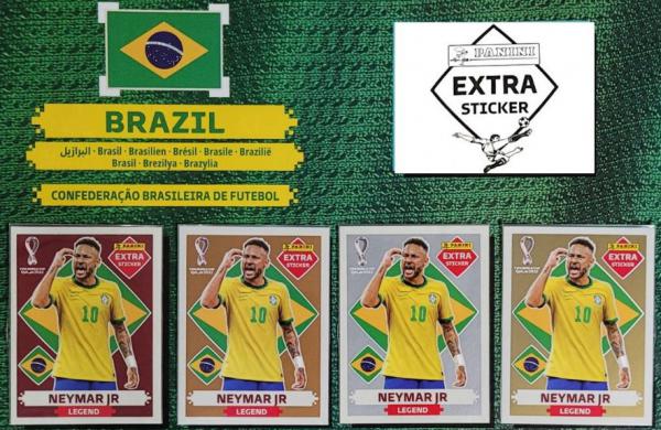 Lote com 4 Figurinhas Extras Legend Bronze (Neymar + Messi + CR7 + Mbappé)  da Copa do Mundo do Qatar 2022 - Itens de Coleção Difíceis