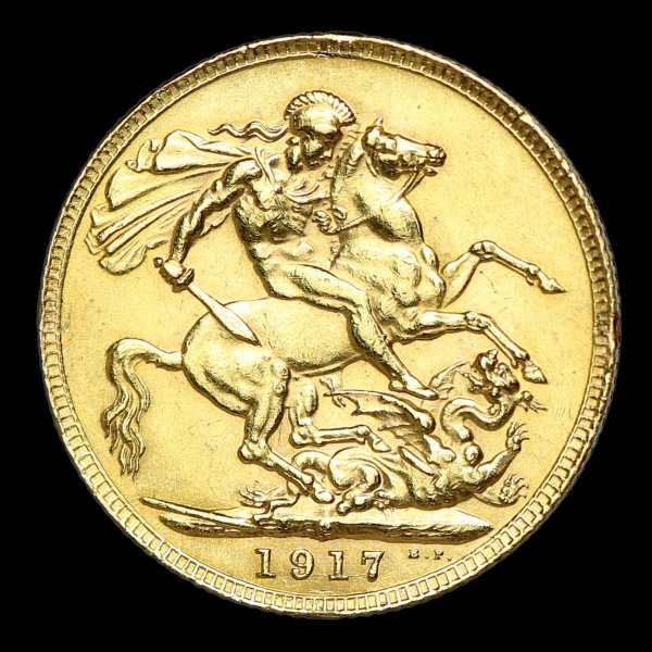 Moeda da Australia - 1 Libra - 1917P - Ouro - 7,99g de ouro 0.917