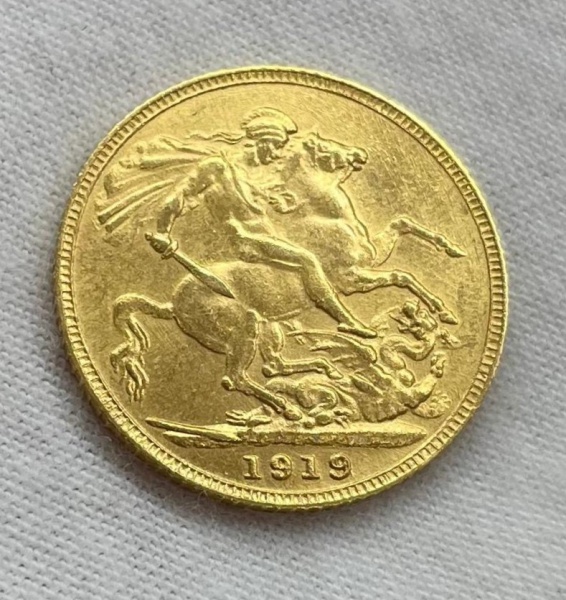 Lance Livre Moeda de Ouro da Inglaterra 1 Libra Sovereign 1919