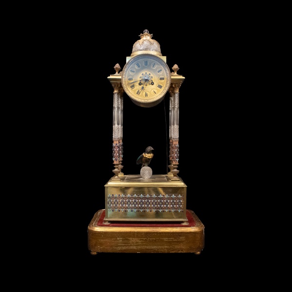 Raro automaton singing bird clock, para mesa, timbre de horloger SF, mecanismo alemão provavelme