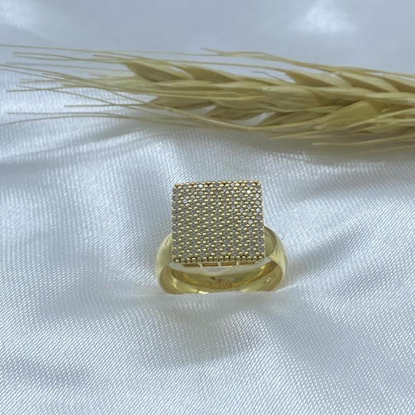Joias . ANEL PAVÊ RETRÔ EM OURO BRANCO 18K, DIAMANTES, ARO 16 ( foto 1