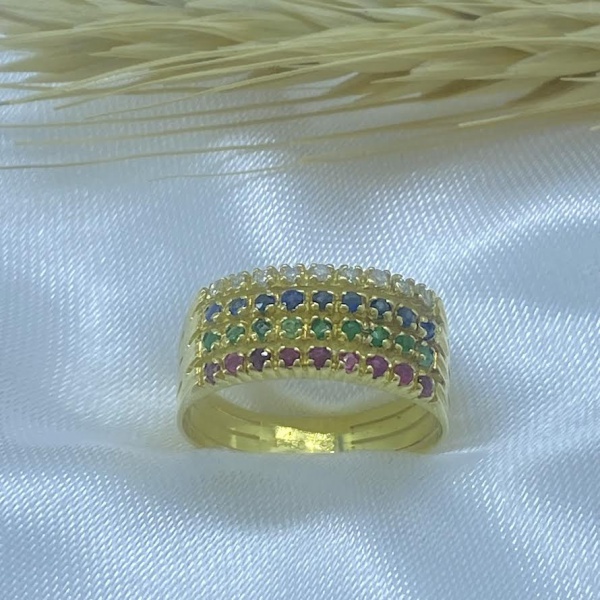 Joias . ANEL CHUVEIRO QUADRADO EM OURO 18K, ARO16, TOTALIZANDO foto 2
