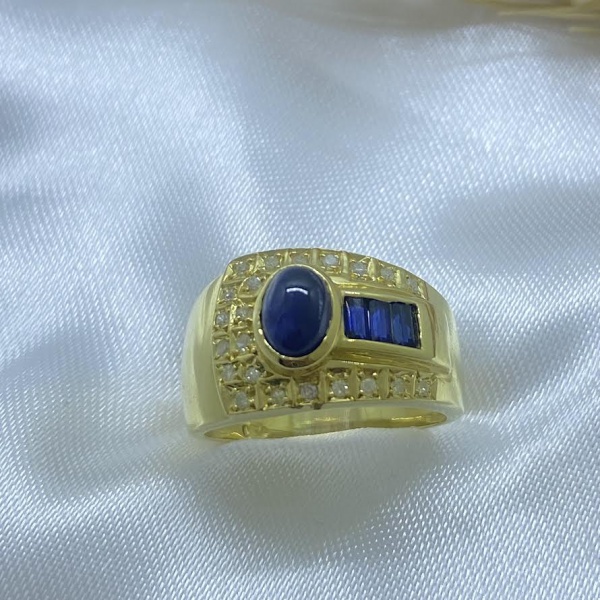 Joias . ANEL ESFERAS ARO QUÍNTUPLO EM OURO AMARELO 18K, 6 DIAMA foto 4