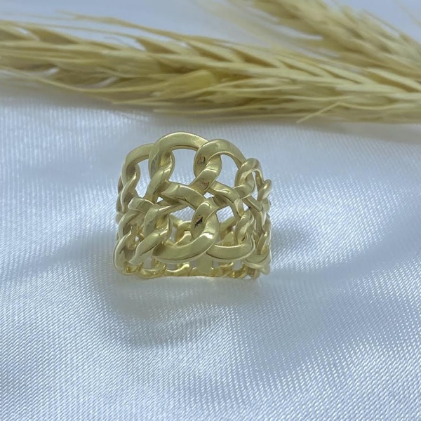 Joias . ANEL ESFERAS ARO QUÍNTUPLO EM OURO AMARELO 18K, 6 DIAMA foto 5