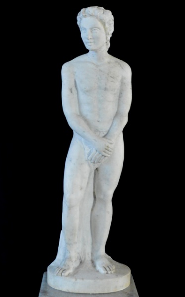 Eugène Delaplanche (Paris 1836 - 1891)  - "Nú masculino". Excepcional e rara escultura em má