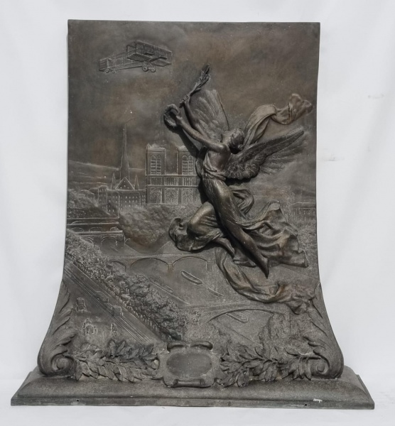 ALBERTO SANTOS DUMONT (1873 - 1932) /  BENOIT LUCIEN HERCULE (1846 - 1913) - Grande placa em bronze