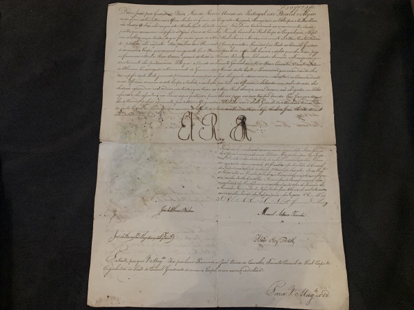Brasil Colônia, documento carta patente datado de 9 de Agosto pelo rei Dom João VI. Cada vez mais ra