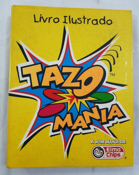 Álbum de figurinhas `Tazo Mania`, faltando 15 figurinhas, muito