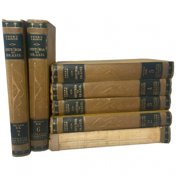 Coleção com 7 volumes de, Pedro Calmon - História do Brasil (Vol. 1 ao 7); Editora José Olympio; enc