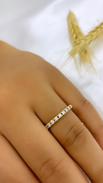 Joias . ANEL PAVÊ PÉTALAS EM OURO AMARELO 18K,  DIAMANTES -  N2 foto 8