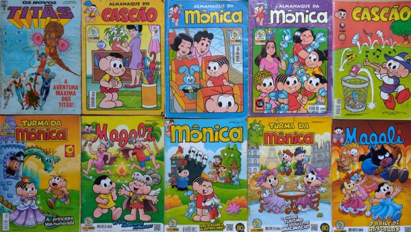 GIBI -  Lote de (10) revistas em quadrinhos, (Cascão, Monica,  Magali, Os Novos Titãs.
