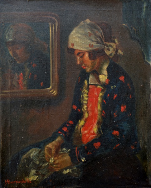 Henrique Bernardelli, `Figura Feminina` - óleo sobre tela colada em placa - med. 48 x 39,5 cm